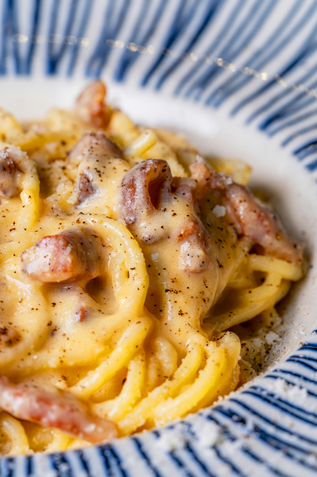 Pasta carbonara met Pecorino Romano